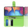 Флип чехол книжка с кошельком подставкой отделениями для карт и магнитной застежкой для Samsung Galaxy A20e	 Зеленый