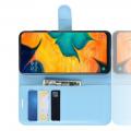Флип чехол книжка с кошельком подставкой отделениями для карт и магнитной застежкой для Samsung Galaxy A30 / A20 Голубой