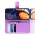 Флип чехол книжка с кошельком подставкой отделениями для карт и магнитной застежкой для Samsung Galaxy A60 Фиолетовый