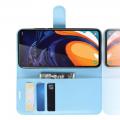 Флип чехол книжка с кошельком подставкой отделениями для карт и магнитной застежкой для Samsung Galaxy A60 Голубой