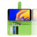 Флип чехол книжка с кошельком подставкой отделениями для карт и магнитной застежкой для Samsung Galaxy J4 Plus SM-J415 Зеленый