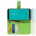 Флип чехол книжка с кошельком подставкой отделениями для карт и магнитной застежкой для Samsung Galaxy J6 SM-J600 Зеленый