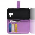 Флип чехол книжка с кошельком подставкой отделениями для карт и магнитной застежкой для Samsung Galaxy J6 SM-J600 Фиолетовый