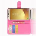 Флип чехол книжка с кошельком подставкой отделениями для карт и магнитной застежкой для Samsung Galaxy J7 2018 Розовый