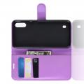 Флип чехол книжка с кошельком подставкой отделениями для карт и магнитной застежкой для Samsung Galaxy M10 Фиолетовый