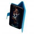 Флип чехол книжка с кошельком подставкой отделениями для карт и магнитной застежкой для Samsung Galaxy M30 Голубой