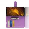 Флип чехол книжка с кошельком подставкой отделениями для карт и магнитной застежкой для Xiaomi Redmi Note 8 Pro Фиолетовый