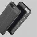 Litchi Grain Leather Силиконовый Накладка Чехол для  Huawei Honor 10 с Текстурой Кожа Черный