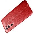 Litchi Grain Leather Силиконовый Накладка Чехол для Huawei Honor 30 с Текстурой Кожа Красный