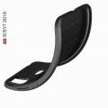 Litchi Grain Leather Силиконовый Накладка Чехол для Huawei Y7 2019 с Текстурой Кожа Черный