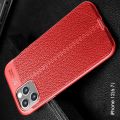 Litchi Grain Leather Силиконовый Накладка Чехол для iPhone 12 Pro Max с Текстурой Кожа Красный
