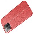 Litchi Grain Leather Силиконовый Накладка Чехол для iPhone 13 Pro Max с Текстурой Кожа Красный