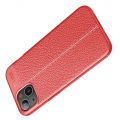 Litchi Grain Leather Силиконовый Накладка Чехол для iPhone 13 с Текстурой Кожа Красный