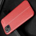 Litchi Grain Leather Силиконовый Накладка Чехол для iPhone 13 с Текстурой Кожа Красный