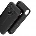Litchi Grain Leather Силиконовый Накладка Чехол для iPhone XR с Текстурой Кожа Черный
