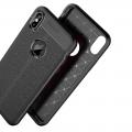 Litchi Grain Leather Силиконовый Накладка Чехол для iPhone XS Max с Текстурой Кожа Черный