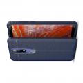 Litchi Grain Leather Силиконовый Накладка Чехол для Nokia 3.1 Plus с Текстурой Кожа Синий