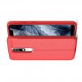 Litchi Grain Leather Силиконовый Накладка Чехол для Nokia 5.1 Plus с Текстурой Кожа Коралловый