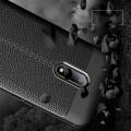 Litchi Grain Leather Силиконовый Накладка Чехол для OnePlus 7 с Текстурой Кожа Синий