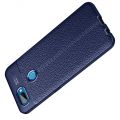 Litchi Grain Leather Силиконовый Накладка Чехол для Oppo A12 с Текстурой Кожа Синий
