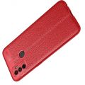 Litchi Grain Leather Силиконовый Накладка Чехол для Oppo A53 (2020) с Текстурой Кожа Красный