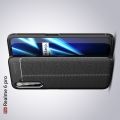 Litchi Grain Leather Силиконовый Накладка Чехол для Realme 6 Pro с Текстурой Кожа Черный