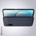 Litchi Grain Leather Силиконовый Накладка Чехол для Realme X3 Superzoom с Текстурой Кожа Синий