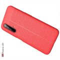 Litchi Grain Leather Силиконовый Накладка Чехол для Realme X3 Superzoom с Текстурой Кожа Красный