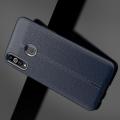 Litchi Grain Leather Силиконовый Накладка Чехол для Samsung Galaxy A20s с Текстурой Кожа Синий