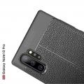 Litchi Grain Leather Силиконовый Накладка Чехол для Samsung Galaxy Note 10 Plus с Текстурой Кожа Черный