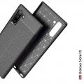 Litchi Grain Leather Силиконовый Накладка Чехол для Samsung Galaxy Note 10 с Текстурой Кожа Черный