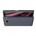 Litchi Grain Leather Силиконовый Накладка Чехол для Sony Xperia 10 с Текстурой Кожа Синий