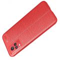 Litchi Grain Leather Силиконовый Накладка Чехол для Vivo v21 с Текстурой Кожа Красный