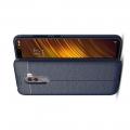 Litchi Grain Leather Силиконовый Накладка Чехол для Xiaomi Pocophone F1 с Текстурой Кожа Синий