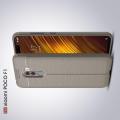 Litchi Grain Leather Силиконовый Накладка Чехол для Xiaomi Pocophone F1 с Текстурой Кожа Серый