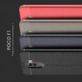 Litchi Grain Leather Силиконовый Накладка Чехол для Xiaomi Pocophone F1 с Текстурой Кожа Коралловый