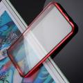 Металлический Магнитный Чехол Бампер с Закаленным Стеклом Huawei Honor 9X Красный