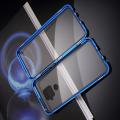 Металлический Магнитный Чехол Бампер с Закаленным Стеклом Huawei Mate 30 Lite Синий