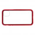 Металлический Магнитный Чехол Бампер с Закаленным Стеклом iPhone 11 Красный