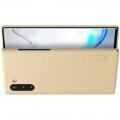 Пластиковый нескользящий NILLKIN Frosted кейс чехол для Samsung Galaxy Note 10 Золотой + подставка