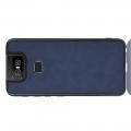 Пластиковый Жесткий Клип Кейс Футляр Искусственно Кожаный Чехол для Asus Zenfone 6 ZS630KL Синий