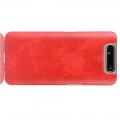 Пластиковый Жесткий Клип Кейс Футляр Искусственно Кожаный Чехол для Samsung Galaxy A80 / A90 Красный