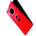 Силиконовый Чехол для Магнитного Держателя с Кольцом для Пальца Подставкой для Huawei Mate 30 Pro Красный