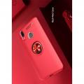 Силиконовый Чехол для Магнитного Держателя с Кольцом для Пальца Подставкой для Huawei P smart+ / Nova 3i Красный