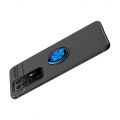Силиконовый Чехол для Магнитного Держателя с Кольцом для Пальца Подставкой для Huawei P40 Pro Синий / Черный