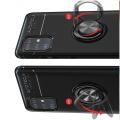 Силиконовый Чехол для Магнитного Держателя с Кольцом для Пальца Подставкой для Samsung Galaxy A51 Красный / Черный