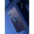 Силиконовый Чехол для Магнитного Держателя с Кольцом для Пальца Подставкой для Samsung Galaxy A7 2018 SM-A750 Синий