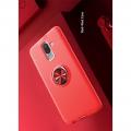Силиконовый Чехол для Магнитного Держателя с Кольцом для Пальца Подставкой для Samsung Galaxy J4 Plus SM-J415 Красный