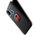Силиконовый Чехол для Магнитного Держателя с Кольцом для Пальца Подставкой для Samsung Galaxy M31 Красный / Черный