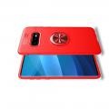 Силиконовый Чехол для Магнитного Держателя с Кольцом для Пальца Подставкой для Samsung Galaxy S10 Plus Красный